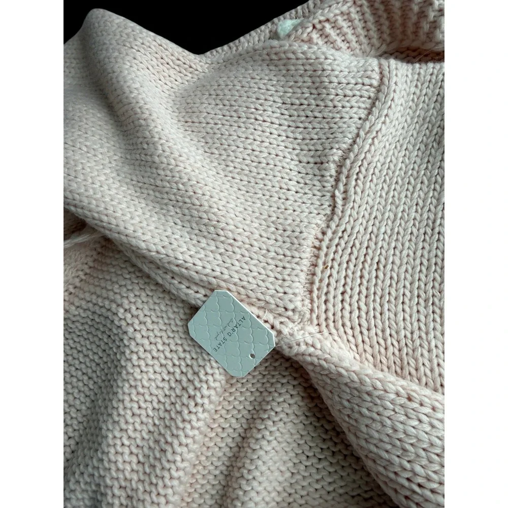 Altar'd State Daisy Flower Chunky Knit Open Front Cardigan Pink XL Coquette - Picture 6 of 10